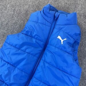 Kids Puma Blue Puffer Vest Zip Up Logo Size 7/8